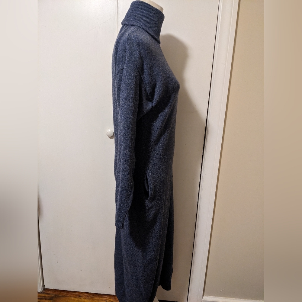 EShakti Soft Blue Charcoal Long Sweater Dress - Picture 2 of 3